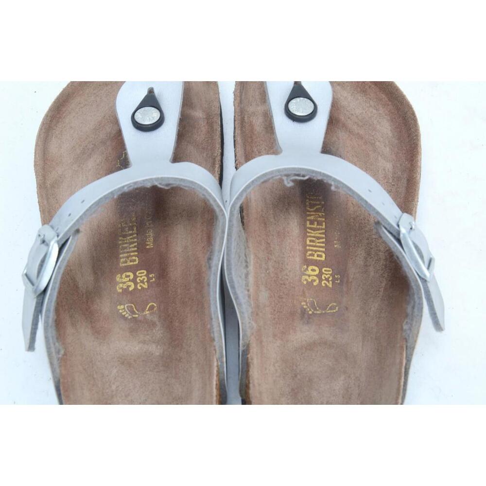 Birkenstock Gizeh Sandals Birko Flor Silver Shoes Women's 36 /5 - Picture 3 of 12